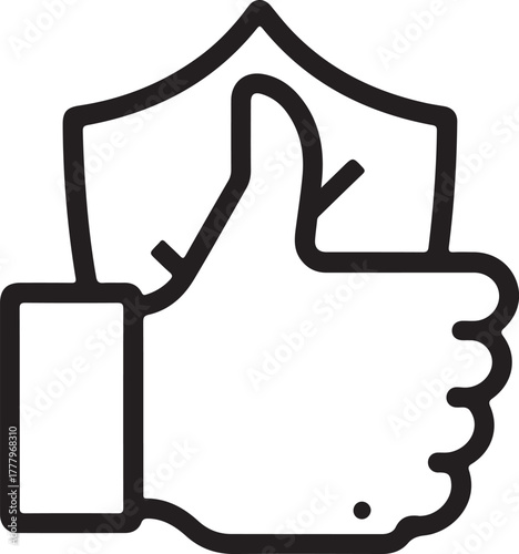 Insurance hand icon in line style. Policyholder protection hand icon.
