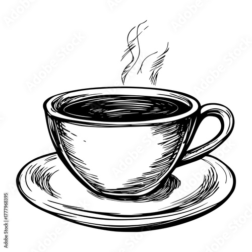 Hand Drawn Coffee Cup Vector Illustration. Vintage Coffee Cup Sketch – Café Drink Drawing.