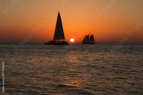 Boat on the water at sunset Key West