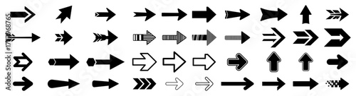 Arrow icons set assorted directions bold and outline pointers horizontal divider vector collection