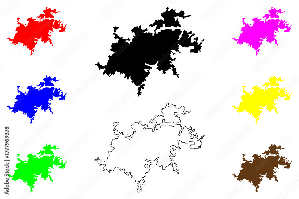 Fototapeta premium Ila city (Federal Republic of Nigeria, Osun State) map vector illustration, scribble sketch Ila map