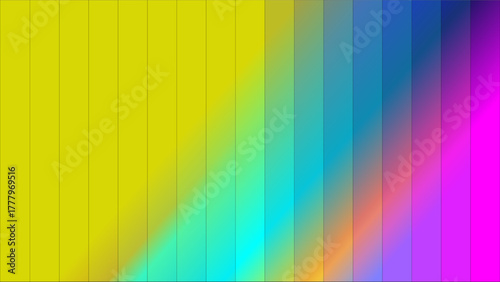 A vibrant abstract background featuring vertical bars transitioning from yellow to magenta through a spectrum of colors.