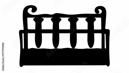 Silhouette of a test tube rack holding four test tubes in a laboratory setting for scientific research