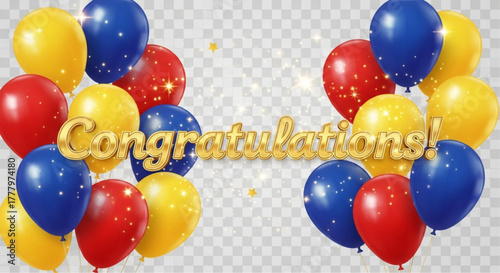 A vibrant display of congratulatory balloons, embodying the spirit of celebration and joyous sentiments. Capturing the essence of a special occasion with a touch of elegance. vector illustration