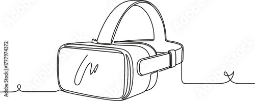 Virtual reality headset line art vector illustration icon 