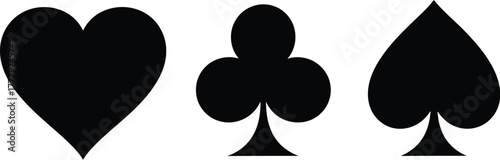 Playing card suits vector. Heart, diamond, club, and spade minimalist casino icons