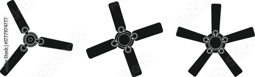 Hanging ceiling fan air ventilation and cooling appliance symbol for home temperature circulation vector illustration icon