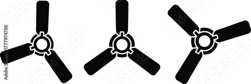 Hanging ceiling fan air ventilation and cooling appliance symbol for home temperature circulation vector illustration icon