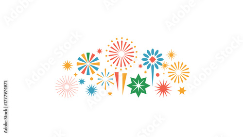 Vibrant and colorful abstract fireworks display illuminating the night sky with festive celebration and joyful excitement