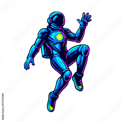 Floating Astronaut in Zero Gravity color vector