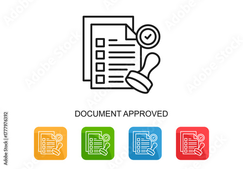 Document Approved Icon Multi Color Vector Illustration