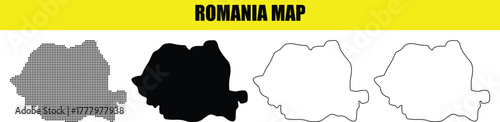 Hand made Romania map vector illustration outline and silhouette design element for infographic and travel guide By Adobe Illustrator