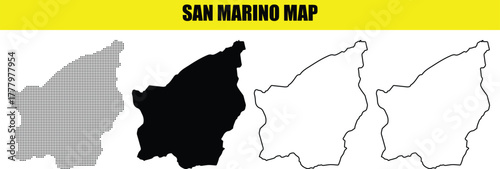 Hand made San Marino map set simple vector outline and silhouette for infographic and design element By Adobe Illustrator