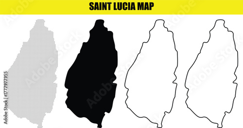 Hand made Saint Lucia map vector illustration Caribbean island outline in different styles geographical element for infographic and design By Ad
