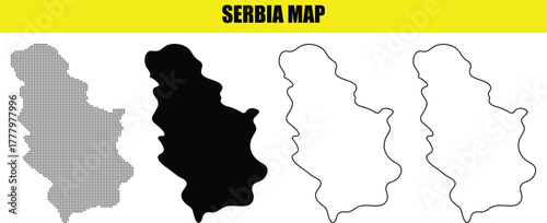 Hand made Serbia map vector illustration in different styles for infographic and design element By Adobe Illustrator