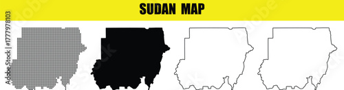 Hand made Simple vector map of Sudan with different styles for infographic and design element By Adobe Illustrator