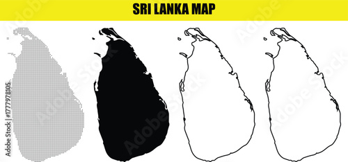 Hand made Sri Lanka map outline in different styles vector illustration for infographic and design element By Adobe Illustrator