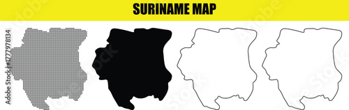 Hand made Suriname map set in different styles perfect for infographic and design projects By Adobe Illustrator