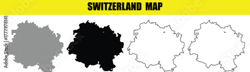 Hand made Switzerland map in different styles vector illustration for infographic and design element By Adobe Illustrator