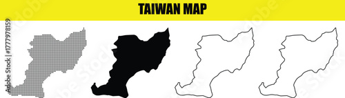 Hand made Taiwan map vector illustration different styles and colors for infographic and design elements By Adobe Illustrator