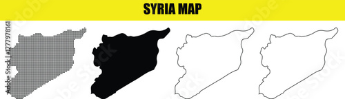 Hand made Syria map vector illustration with solid and outline styles for geographic and political designs By Adobe Illustrator
