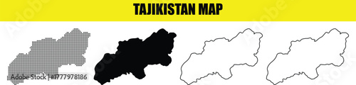 Hand made Tajikistan map silhouette vector illustration with different styles perfect for geographic and design projects By Adobe Illustrator