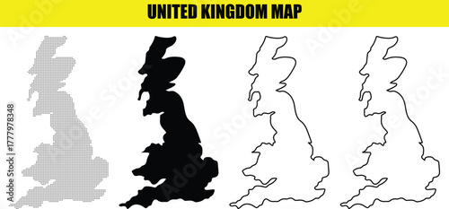 Hand made United Kingdom map illustration in various styles vector design element for infographic and presentation By Adobe Illustrator