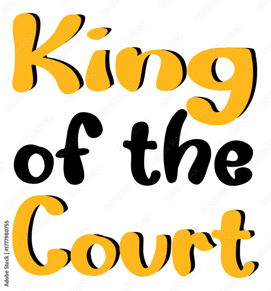 Fototapeta premium “King of the court” gold and black color, winter sport vector graphics, hockey, for street art; graffiti lettering typography; art illustration; writen