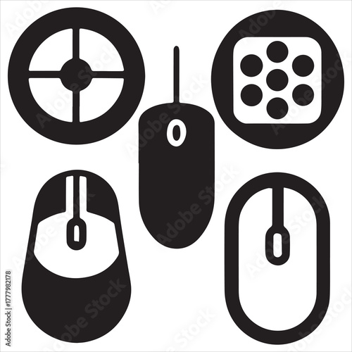 line art  computer mouse icon set