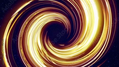 Bright Spiral Light Design with Radiant Golden Color against Dark Starry Background