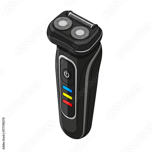 Modern Isometric Vector Illustration of Electric Shaver with Colored LED Indicators