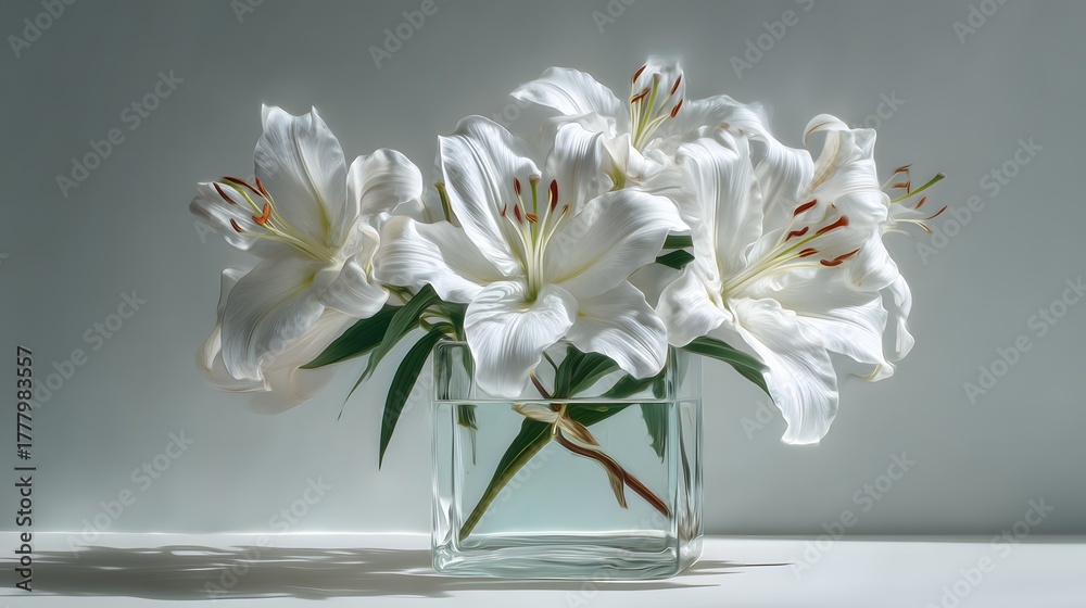 custom made wallpaper toronto digitalBeautiful white lilies arranged elegantly in a clear glass container against a soft background