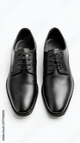 Stylish Black Dress Shoes Displayed on a Plain Background for a Fashion-Focus...