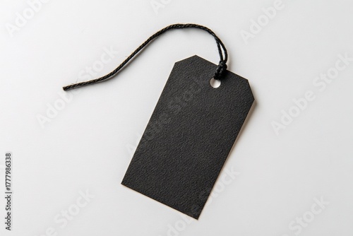 Simple Black Tag With a String Ready to Be Used for Labeling or Branding Purp...
