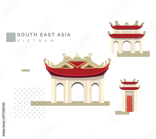 Hanoi Building Architectural Style - Stock Illustration