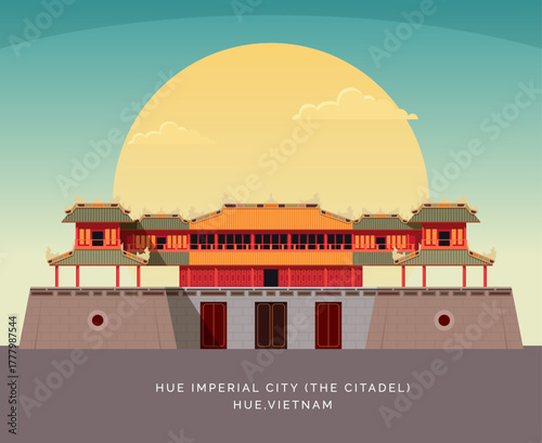 Hue Imperial City (The Citadel) - Vietnam - Stock Illustration