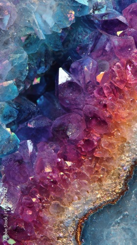 Colorful Mineral Formation Showcasing Vibrant Shades of Purple and Blue in a ...