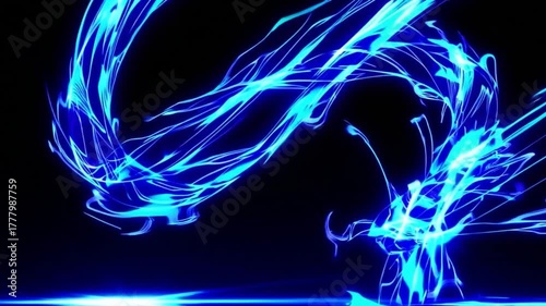Abstract Blue Light Trails Creating Energetic Patterns on a Dark Background for Creative Projects and Visual Designs