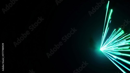 Blue Light Rays Creating Stunning Visual Effects with Dynamic Patterns and Ethereal Glow in a Dark Background