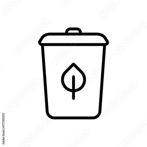 Outline compost bin organic recycling waste line art
