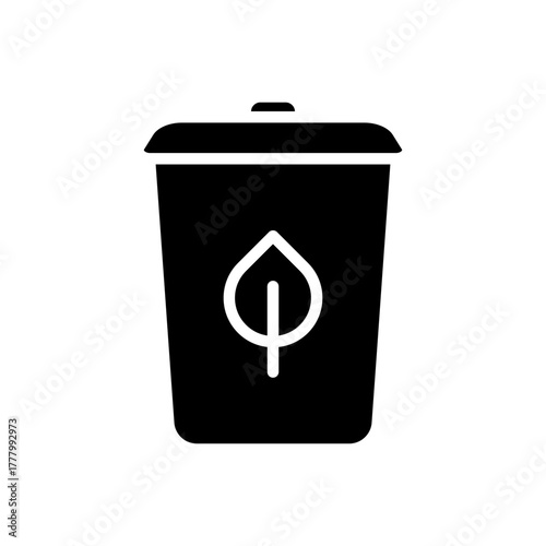 Compost bin organic recycling waste flat icon
