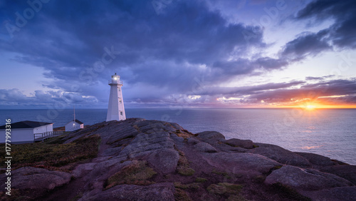 Cap Spears Lighthouse at sunrise