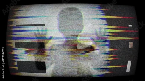 Silhouette of Child Behind Screen With White Mask Creates Mystery And Fear