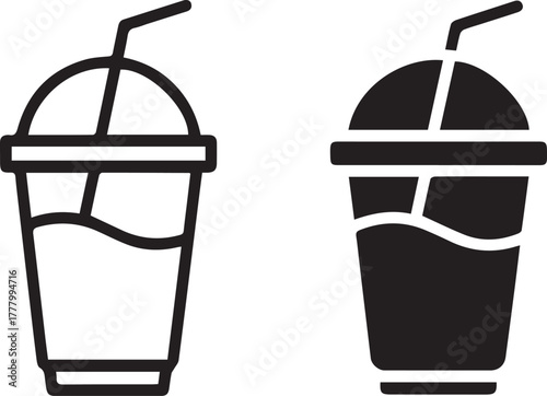 drink cup icon outline and filled smoothie milkshake vector set