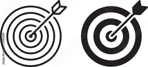 target bullseye icon duo outlined and filled arrow precision symbols