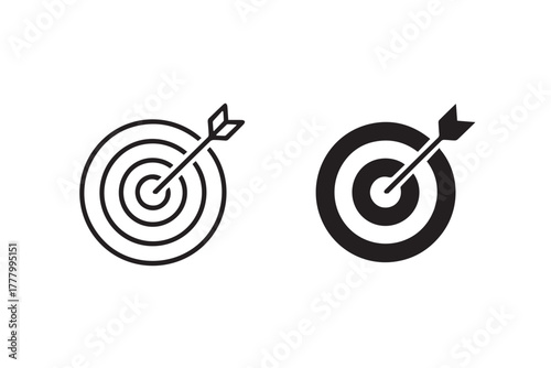 target goal icon set bullseye arrows outlined and filled vector duo