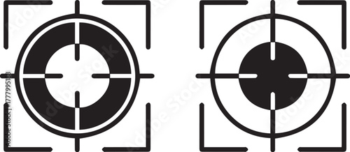 target outline crosshair icon concentric rings thin lines square glyph