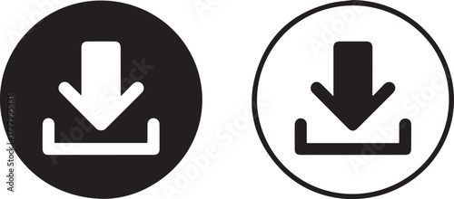 download icon filled and outline arrow bracket user interface set