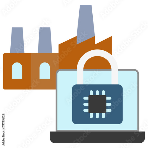 Protection Icon, Mini Illustration Relate To Industry 4-0, Modern Industry. Use For Modern Concept, Ui, Ux Web And App Development.