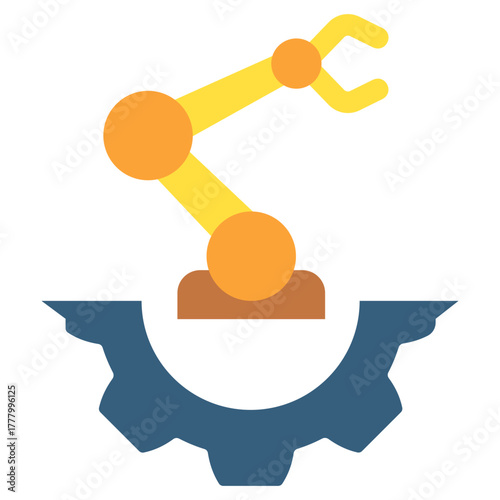 Robot Arm Icon, Mini Illustration Relate To Industry 4-0, Modern Industry. Use For Modern Concept, Ui, Ux Web And App Development.